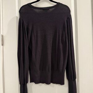 Ann Taylor Grey Knit Sweater with Volume sleeves